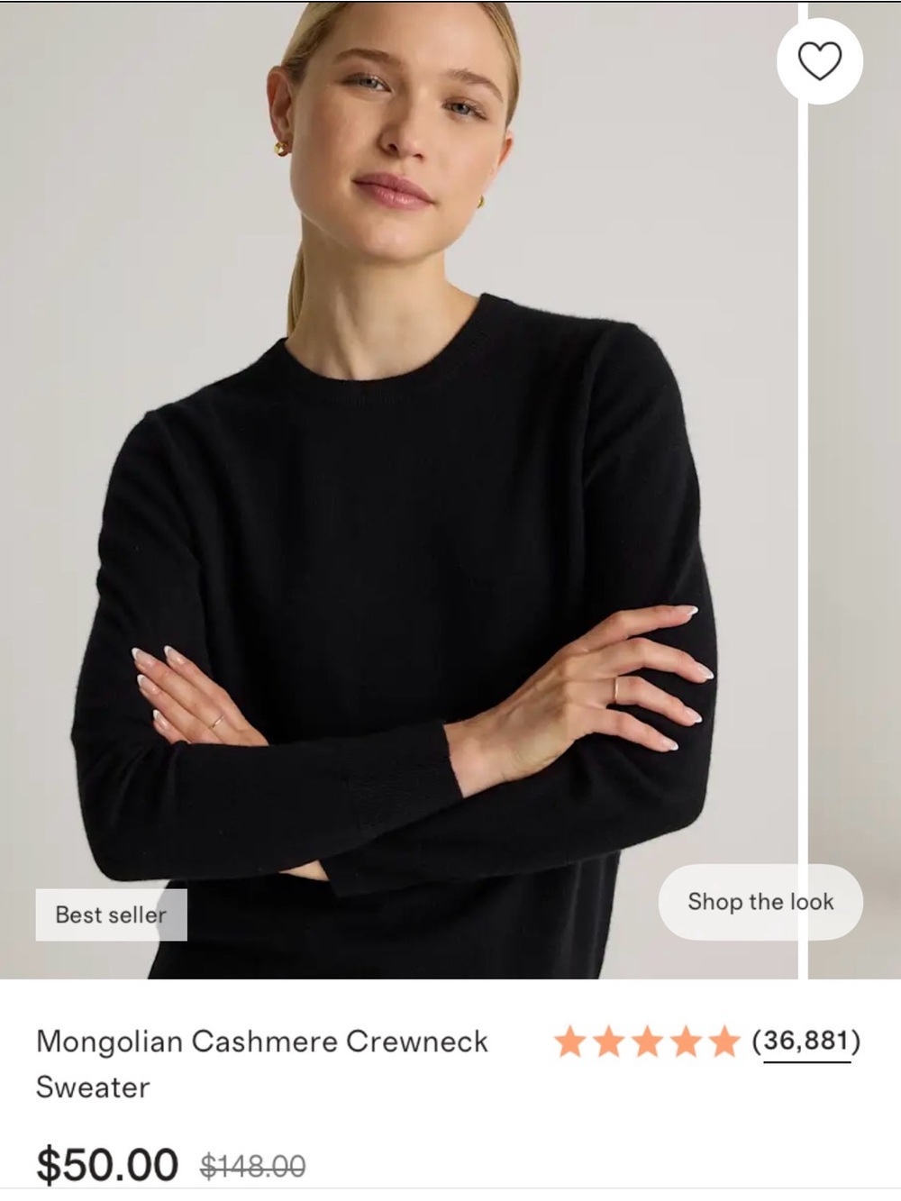 Quince Men's Cashmere Crewneck Sweater - Black